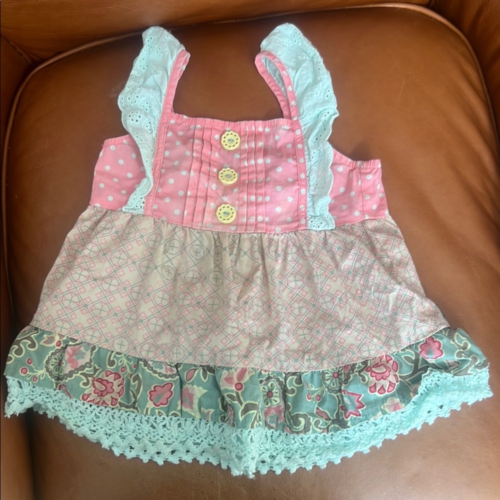 Matilda Jane Pink & Aqua Tiered Ruffle Top